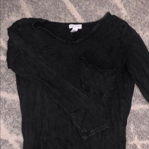 long sleeve charcoal gray shirt